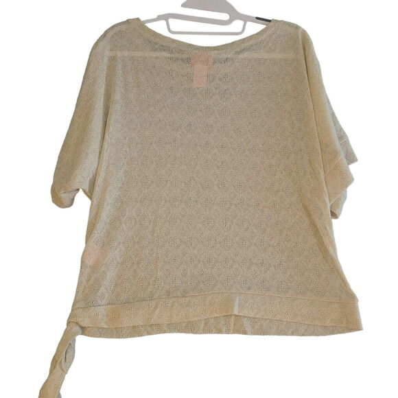 Hearts Of Palm Womens Top Light Tan Size PM Polyester Blend Pullover Sheer - Picture 2 of 12